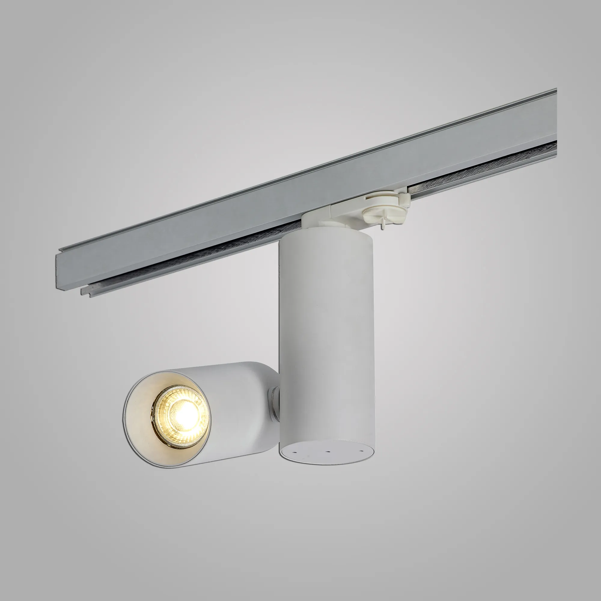 DL350272  Eos T 9 Powered By Tridonic 9W 700lm 2700K 24°, 250mA, White & White, Dual Cylinder Track Light, 90° Tilt, 350° R/tion, DRIVER NOT INC.5yrs Warranty